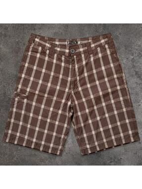 Fire vintage Carbon Brown and beige plaid cargo shorts
